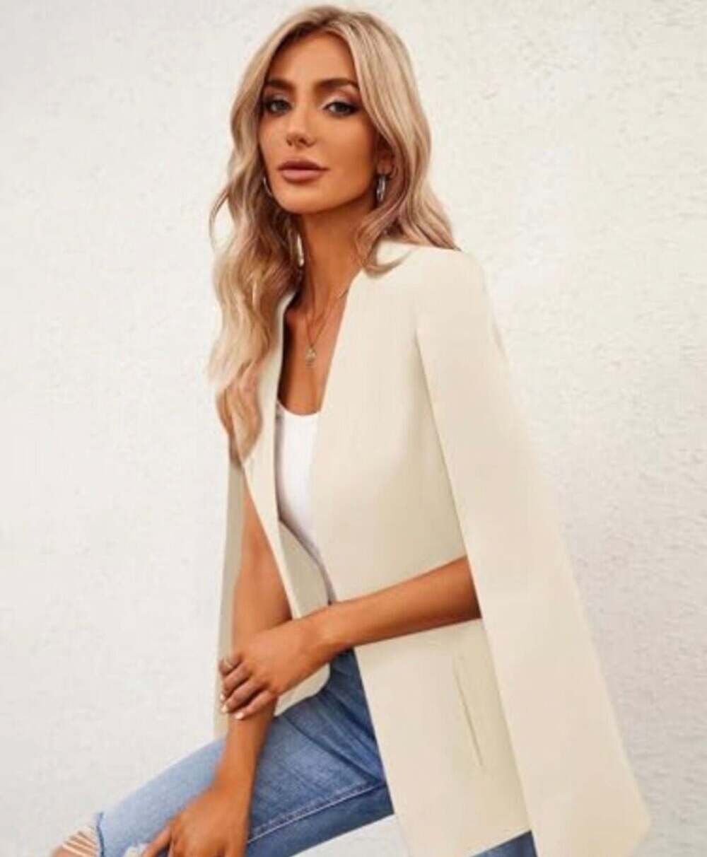 Alexander + David Women's Woven Structured Cape Blazer Jacket